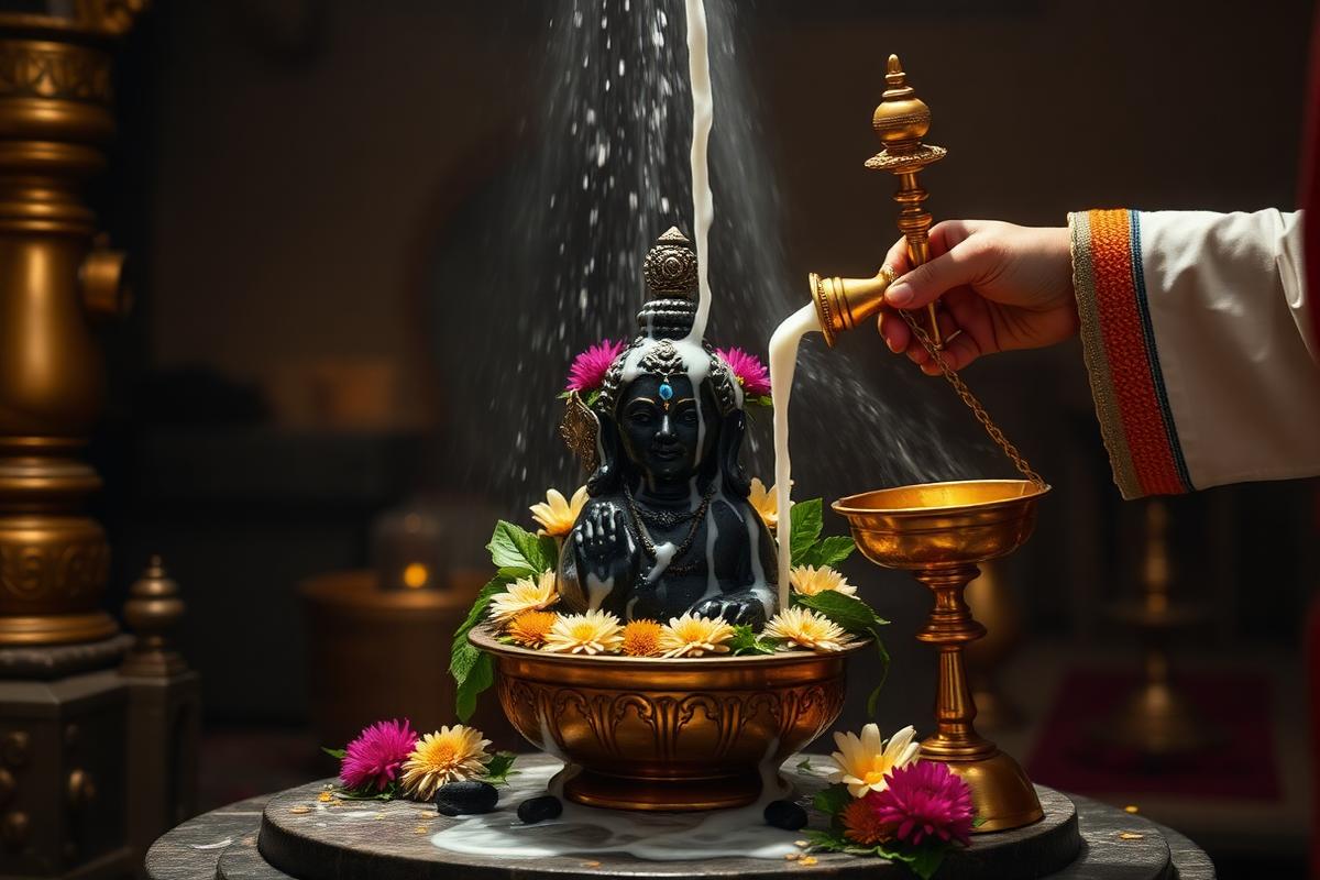 Rudrabhishek et cérémonie consacrée à Shiva réalisés en Inde